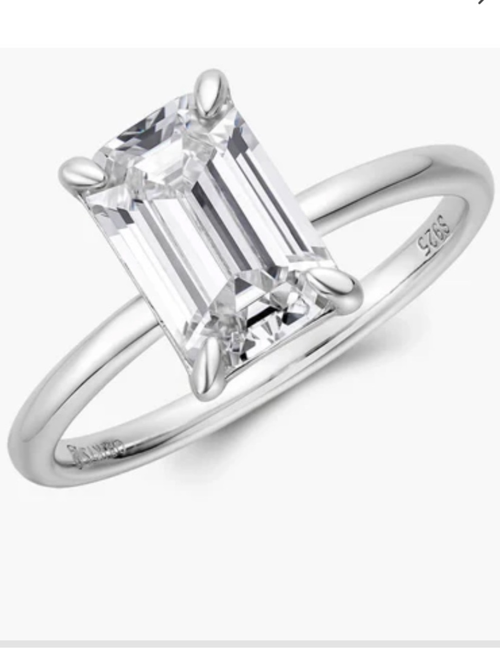 Emerald-Cut Solitaire CZ Ring in Silver